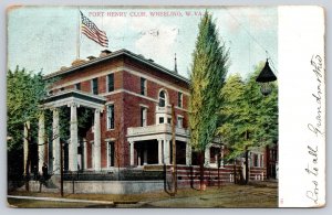Wheeling West Virginia~Fort Henry Club~USA Flag~Portico~Greek Revival~1907 PC