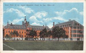 Fond du Lac Wisconsin~St Agnes Hospital Rear View~1923 Postcard