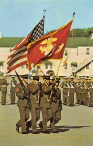 Color Guard Stars Stripes Flag Marine Recruit Depot Parris Island SC postcard