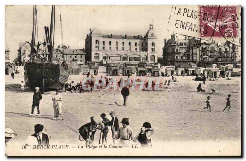 Berck Beach - The Beach and the Casino - Old Postcard