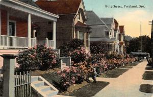 PORTLAND, OR Oregon  KING STREET SCENE  Large Homes~Roses   c1910's Postcard