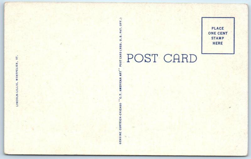 BARRE, Vermont  VT   SPAULDING HIGH SCHOOL Burns Monument c1940s Linen Postcard