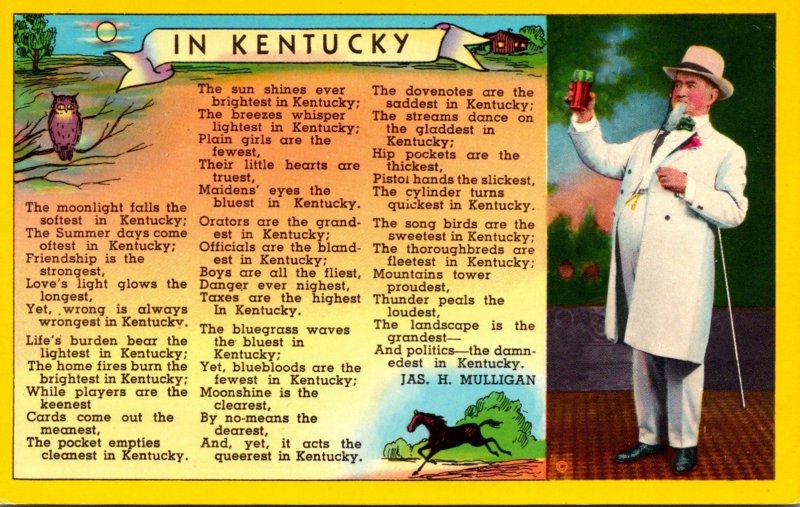 Kentucky Poem In Kentucky By Jas H Mulligan With Kentucky Gentleman