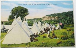 M4520     BLACK HILLS,  S.D.    LINEN    POSTCARD,  SIOUX...