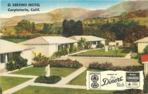 Carpinteria California Santa Barbara El Sereno Motel Postcard roadside 12889