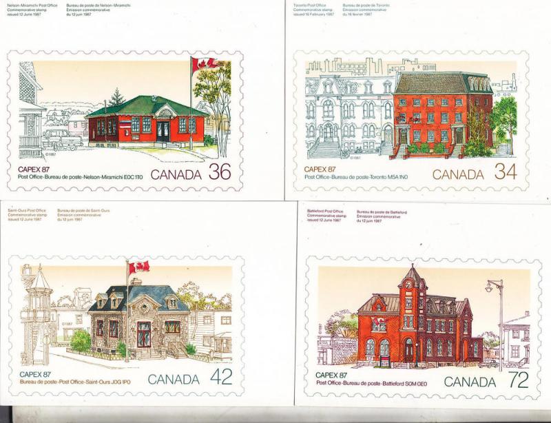 Canada Capex 87 Post Offices on Stamps - Set of 4   Unused