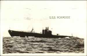 Sub Submarine USS Porpoise WWII Era Real Photo Postcard