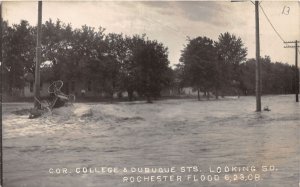 J43/ Rochester Minnesota RPPC Postcard c1908 Flood Disaster College St 157