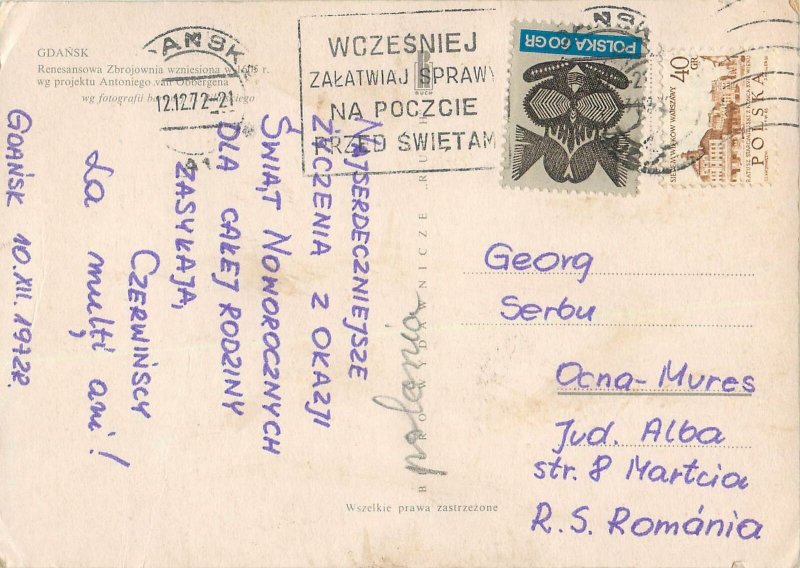 Poland Postcard Gdansk Rennaissance Armory designed by Anthonis van Obbergen