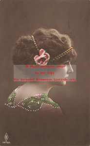 PFB Tinted RPPC No 2679/4, Studio Shot, Pretty Woman with Head Band & Flower