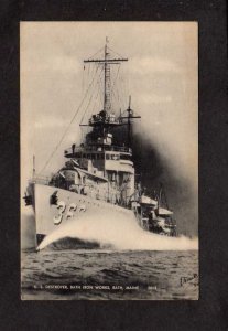 ME USS Drayton Navy Naval Destroyer Bath Iron Works Maine Postcard Military