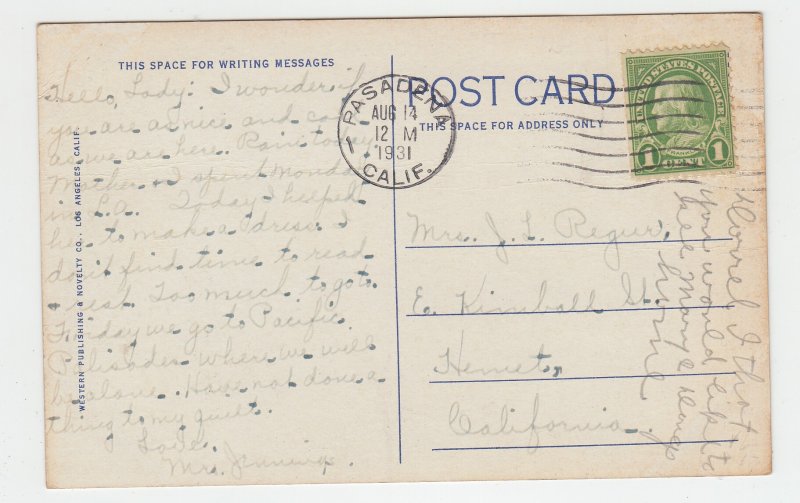 P2363, 1931 postcard home of mary & doug pickford in canoe beverly hills calif