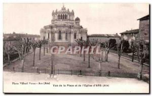 Old Postcard View Of The Place And the & # 39Eglise d & # 39Ars