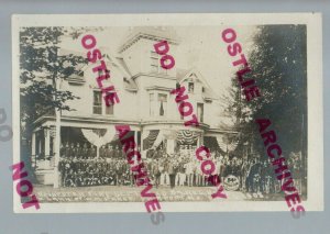 Fairport NEW YORK RPPC 1908 FIRE DEPARTMENT BAND 54th Regiment nr ROCHESTER