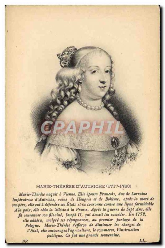 Old Postcard Marie Therese d & # 39Autriche