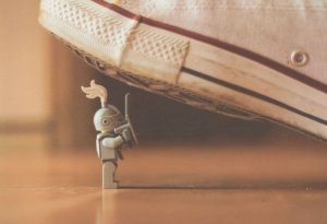 Tiny Science Fiction Wind Up Toy Robot Crushed By Trainers Shoe Postcard