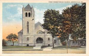Greenville Pennsylvania First Presbyterian Church Antique Postcard J55457