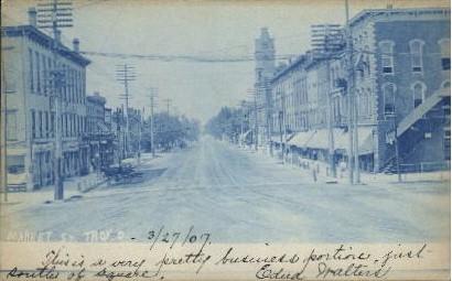 Market Street Troy OH Writing On Back, 1907