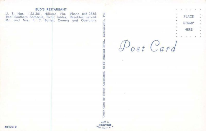 Hilliard Florida Bud's Restaurant Multi-View Chrome Vintage Postcard U6155