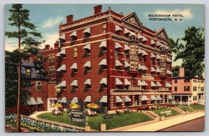 Portsmouth NH~Rockingham Hotel~Umbrella~Colonial Revival~Linen 1942 Postcard