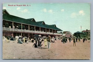 WATCH HILL RI BEACH ANTIQUE POSTCARD