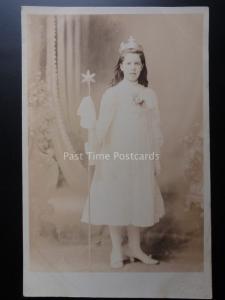 Studio Portrait LITTLE GIRL DRESS AS A FAIRY QUEEN Old RP E.F.Bostock Nottingham