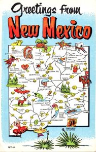 New Mexico Greetings With State Map 1964