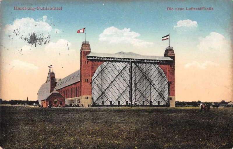 Hamburg Fuhlsbuttel Germany Airport Airship Hanger Vintage Postcard JF235030