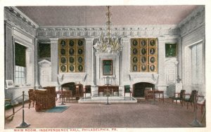 Vintage Postcard Interior Main Room Independence Hall Philadelphia Pennsylvania