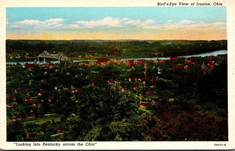 Ohio Hamilton Ironton Birds Eye View Curteich