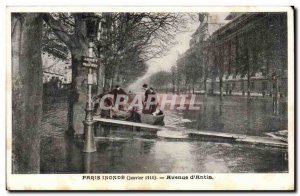 Paris 8 - Avenue d & # 39Antin - Floods January 1910 Old Postcard