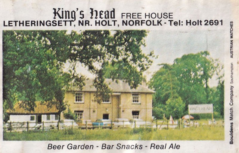 The Kings Head Pub Holt Letheringsett Norwich Norfolk Old Matchbox Label