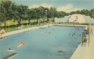 Postcard New Mexico Clovis Swimming Pool 1940s Park Southwest Teich 23-3488