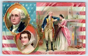 GEORGE WASHINGTON & Martha Curtis ~ VIGNETTES 1908 Patriotic TUCK  Postcard