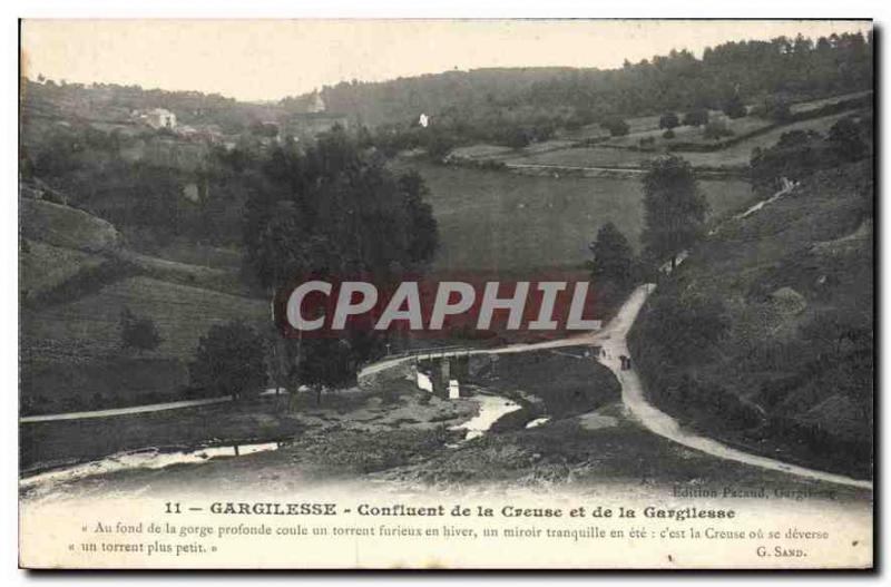 Old Postcard Gargilesse confluence of the Creuse and Gargilesse