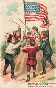 Patriotic, ASB, As a Schoolboy on the Playground He Cheered for the Flag