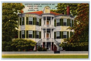 c1950's Gertrude Herbert Institute of Art Augusta Georgia GA Vintage Postcard 