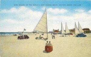 Postcard Florida Daytona Beach Sand Sailing automobiles 23-11014