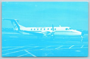 Airplanes~Bar Harbor Airlines Beech 1900 On Runway~Blue Tint~Vintage Postcard