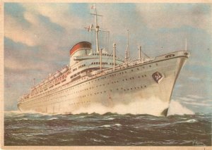 Ship. Motonave Augustus Vintage Italian postcard 1960s. Size 15 x 10,5