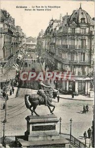 Old Postcard Orleans Rue de la Republique statue of Joan of Arc
