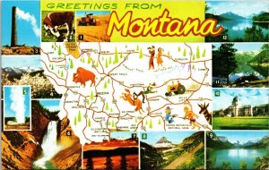 Greetings from Montana Postcard Map multi view PM Butte