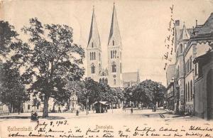 Halberstadt Germany Domplatz Street Scene Antique Postcard J72524