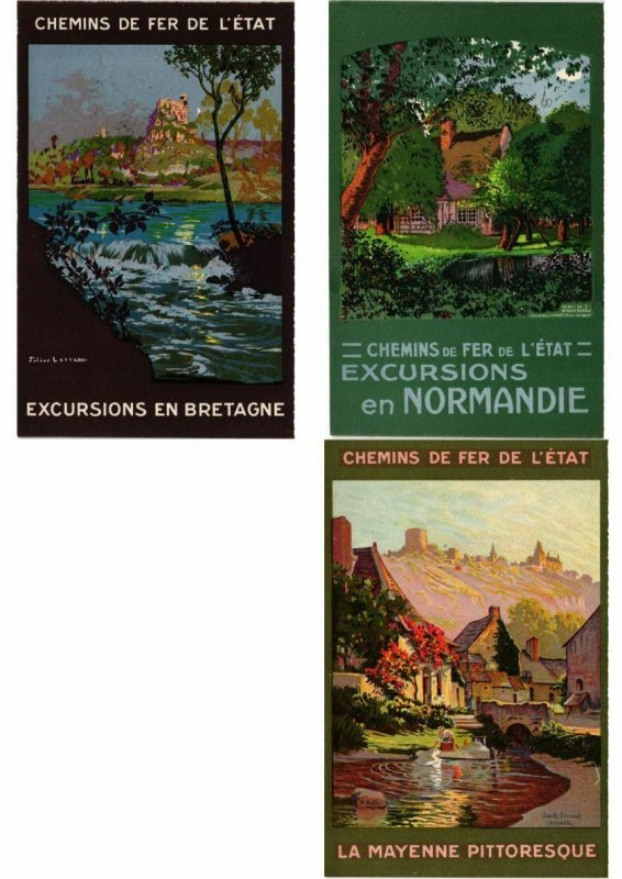 ADVERTISING TRAINS, CHEMIN DE FER POSTER STYLE 15 Vintage Postcards (L2737)