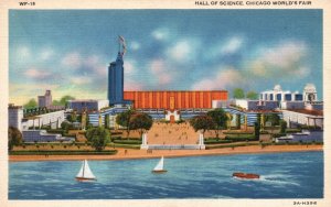 Vintage Postcard 1930's Hall Of Science Chicago World's Fair Illinois ILL