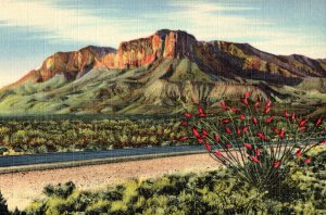 Guadalupe Mountain Range, as seen from Carlsbad Caverns, El Paso Hwy. Linen PC