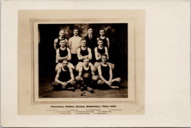 Provincial Normal School Men's Basketball Team Photo 1924 RPPC Postcard E68