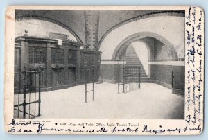 Brooklyn New York NY Postcard City Hall Ticket Office Rapid Transit Tunnel c1908