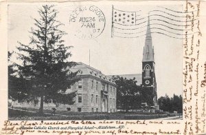 Middletown New York Roman Catholic Church and School Vintage Postcard AA84095