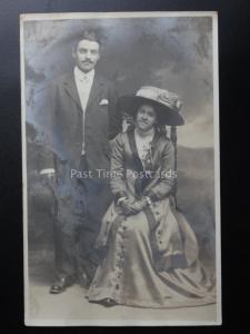 Studio Portrait of Sister & Brother BERT & MAY c1910 RP by S. Chandler of Exeter